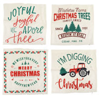 4 pcs Christmas Day Decorative Pillow Case Cushion Cover Square Pillow Case 18 x 18 Inch