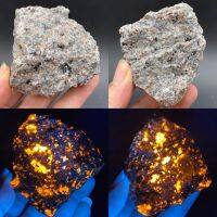 Natural Flame Fire stone Syenite containing fluorescent sodalite mineral rough crystal Long wave UV 365NM Collection specimens