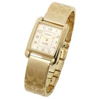 นาฬิกาผู้หญิง COACH WOMENS GOLD-PLATED ETCHED BANGLE BRACELET WATCH 14502160