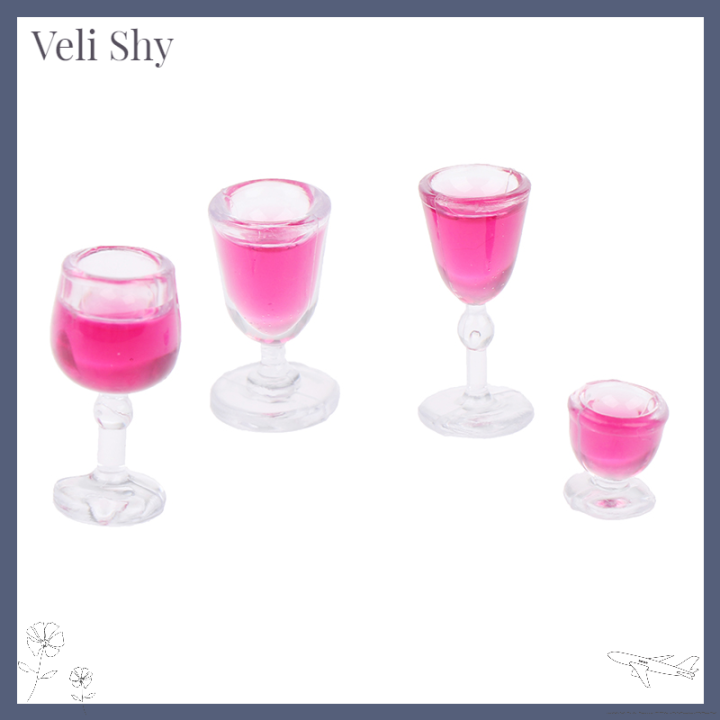 veli-shy-4ชิ้น-ชุดแก้วไวน์แดงบ้านตุ๊กตาอุปกรณ์ประกอบแบบจำลองอุปกรณ์เสริม