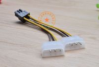 4 Pin x 2 to 6 Pin โมเล็กซ์ อะแดปเตอร์ 6 Pin Pci Express Male To Dual LP4 4 Pin Molex IDE Power Cable Adapter ความยาว 15 ซม