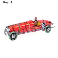 【hot sale】 ▩❧ B32 [thsgrt1] Vintage red Wind Up Racing old classic Race Car model toy Metal crafts iron Vintage red wind model race car classic Tin race clock collectible toy vehicles Iron Metal H