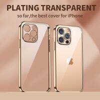 Luxury Electroplating Frame Case for Iphone 11 12 13 Pro Max Shockproof Transparent Silicone Case for Iphone 7 8 Plus Casing XR Xs Max Lens Protective