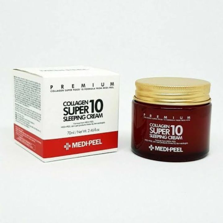 แท้100-medi-peel-collagen-super10-sleeping-cream-70ml-สุดยอดคอลลาเจนครีมที่บำรุงฟื้นฟูผิวให้สวย-เพียงข้ามคืน