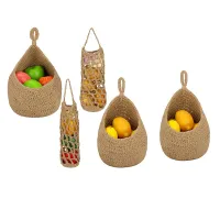 5 Pcs Kitchen Vegetable Basket for Kitchen Hanging Wall Basket Handwoven Potato Storage Baskets for Kitchen Wall