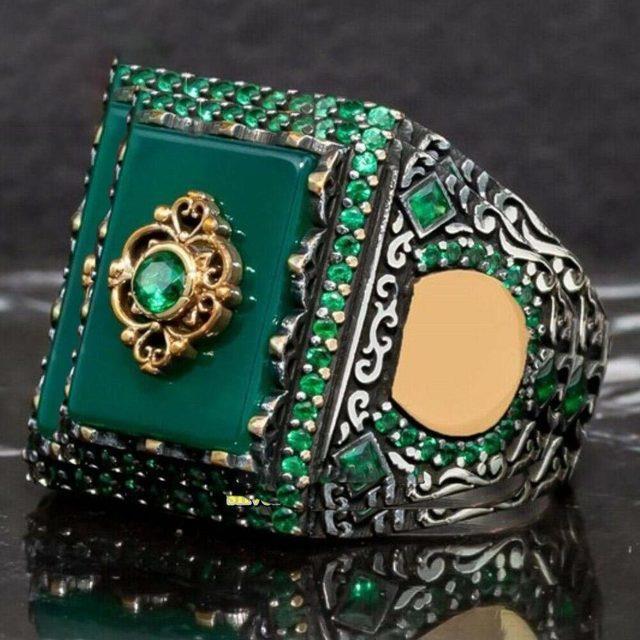 new-inlaid-emerald-men-39-s-luxury-ring-personality-retro-domineering-personality-ring-to-attend-the-banquet-party-jewelry