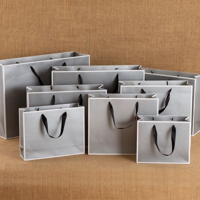 【YF】▤№  Gray Paper Carry Birthday Wedding Favor Xmas with Handle Cookie Takeaway