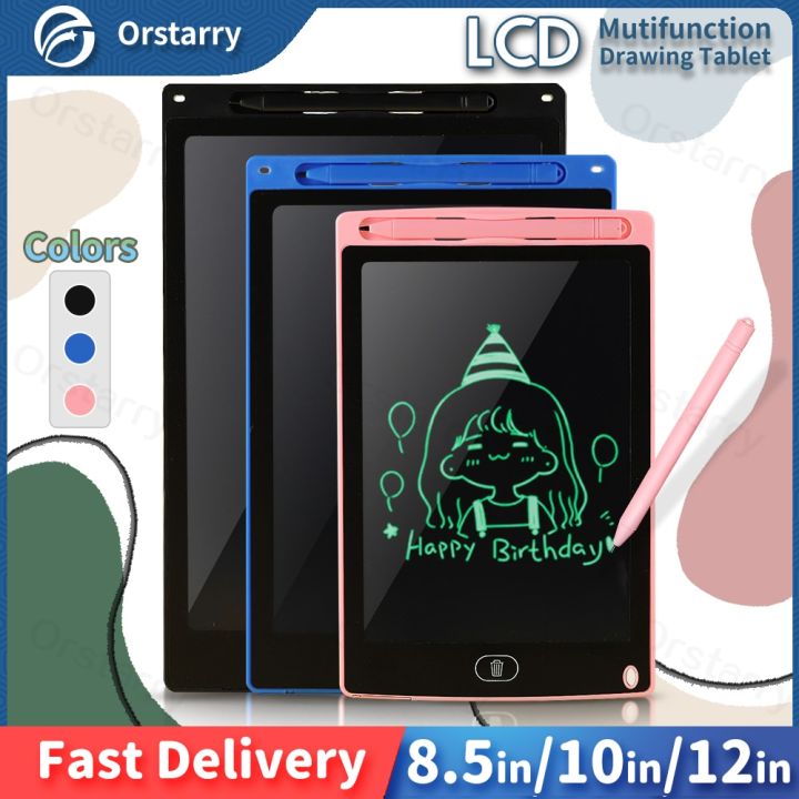 LCD Writing Tablet 12-inch Erasable Drawing Tablet Portable Drawing Pad  One-Click Erase with Lock Button for Kids Learning Gift Creative Toy -  Black / Single Color Screen Wholesale