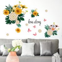 [COD] zsz1763 Flowers and butterflies English creative wall stickers decorative background bedroom self-adhesive removable