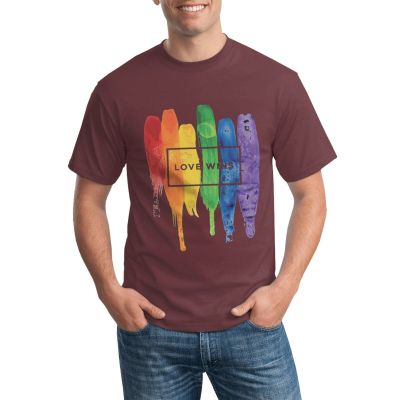 Daily Wear Watercolor Lgbt Love Wins Rainbow Mens Tshirts Loose Summer Clothing