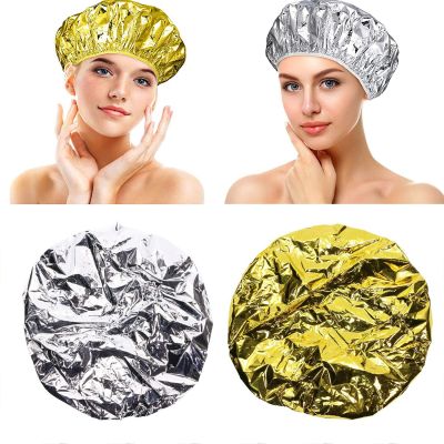 Aluminum Foil Hair Caps Reusable Elastic Shower Deep Conditioning Stretchable Caps for Thick Long Hair Coloring Home Salon Uses Adhesives Tape