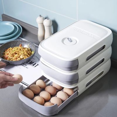 Drawer Type Refrigerator Egg Tray Egg Storage Container Refrigerator Stackable Fresh Keeping Box Egg Holder Kitchen Tools