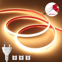 COB LED Strip Light 220V EU Power Plug Led Ribbon 288LEDs/m Flexible Adhesive Tape IP65 Waterproof For Home Outdoor Decoration