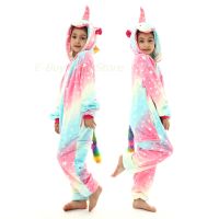 Baby Girls Unicorn Pink Blue Pajama Kigurumi Children Soft Flannel Nightwears Kids Boys Jumpsuits Overalls Teenagers Pyjamas