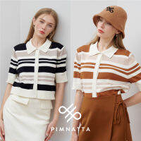 PIMNATTA Abby Top เสื้อไหมพรมถักงานละเอียด คอปก จับคู่สีอย่างดี ลายทาง ฟรีไซส์ ใส่สบาย ใส่ง่าย ใส่ถ่ายรูป ใส่ไปเที่ยว แมทช์ได้หลายลุคเอาอยู่แน่นอน