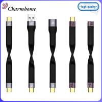 CHARMHOME ยืดหยุ่นได้ 20โวลต์/5A ที่ QC4 สาย USB C แบบสั้น สายข้อมูลชนิด C สายชาร์จเร็ว Pd 100W