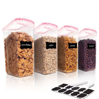 4L Plastic Food Storage Container,24Pcs Set Cans for Bulk Cereals,Kitchen Storage Dispensers Airtight Transparent Organizer Box
