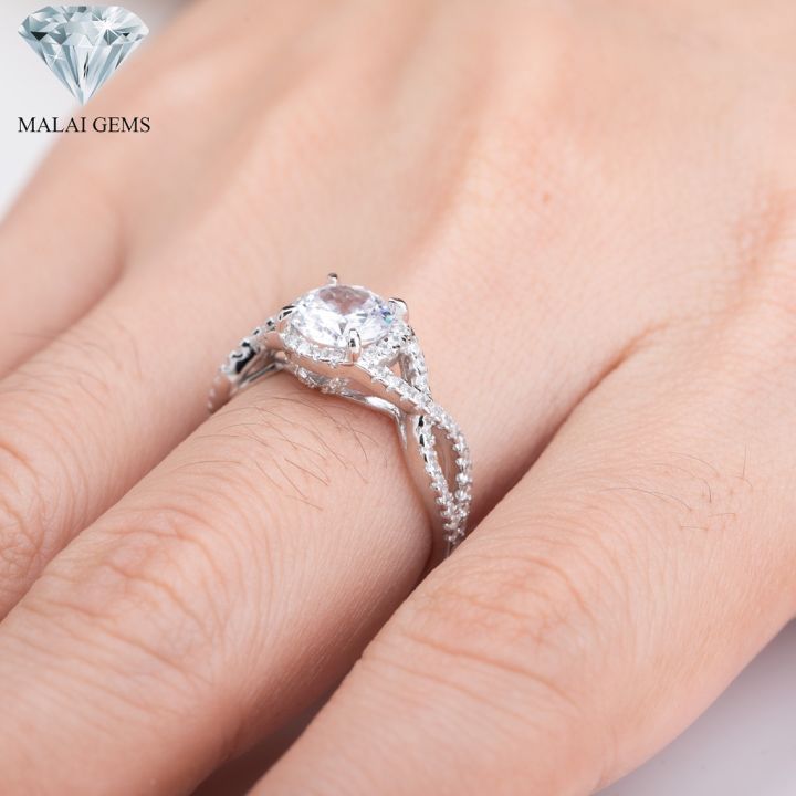 malai-gems-แหวนเพชร-แหวนเพชรล้อม-เงินแท้-925-เคลือบทองคำขาว-ประดับเพชรสวิส-cz-รุ่น-221-r2052-แถมกล่อง-แหวนเงินแท้-แหวนเงิน-แหวน
