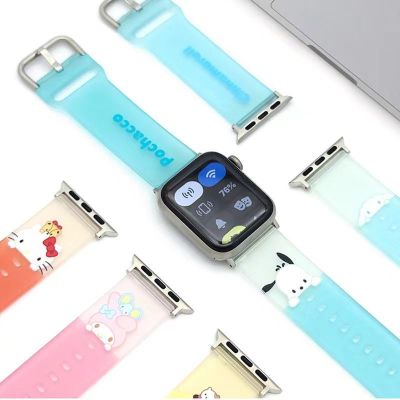 SANRIO สายนาฬิกาข้อมือเจลลี่ แบบนิ่ม ลายการ์ตูนคิตตี้ สําหรับ Apple Watch Ultra 49mm Series 8 7 6 5 4 SE 41 มม. 45 มม. iWatch Series 7