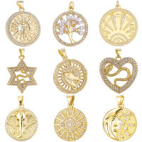 Juya DIY Luxury Gold Sun Tree Evil Eye Love Heart Snake Star Moon Charms For Handmade Talisman Pendant Jewelry Making Supplies