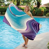 Microfiber Beach Towels Ultra Lightweight Blue Bath Towels Sandproof Beach Blankets Baby Ring Float Static Swimming Belt