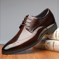 Elegant Brogue Shoes for Men Lace Up Point Toe Oxfords Formal Style Leather Shoes for Wedding Party Social Office Business Shoes