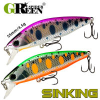 GREENSPIDER ใหม่55มม. 4.5G Hard Lures Sinking Minnow Wobblers Angler Lure สำหรับตกปลาเหยื่อปลา