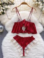 【jw】△  CHILLGIO Spaghetti Suits Fashion Hotsweet Sheer Erotic Sleepwear Piece Set