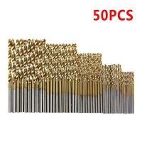 50Pcs HSS Titanium Coated High Speed Steel Twist Drill Bit Set Tool 1.0mm/1.5mm/2.0mm/2.5/3.0mm Hand Tools Power Tools Gold