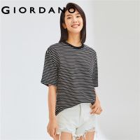 ♤❉❆ GIORDANO ผู้หญิง เสื้อยืดแขนสั้น คอกลม ไหล่ตก ผ้าฝ้ายถักลาย Free Shipping 13323216