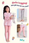 Quần legging cho bé gái ILABY gập gấu cuốn bèo chỉ nổi màu chất thun gân