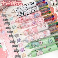 10 Colors in 1 Creative Cartoon Ballpoint Pens 0.5mm Large Capacity Retractable Ball Pen for School Student Stationary Supplie