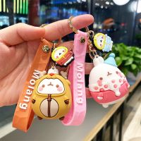 Cartoon Lovely Molang Bunny Car Key Chain Cute Silica Gel Rabbit Keychains Student Couple Women Bag Pendant Key Jewelry Gifts