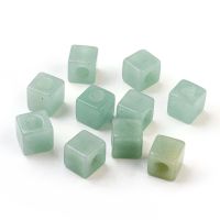 2pc Natural Green Aventurine European Beads Large Hole Beads Cube 10x10x10mm Hole: 4.5~5mm