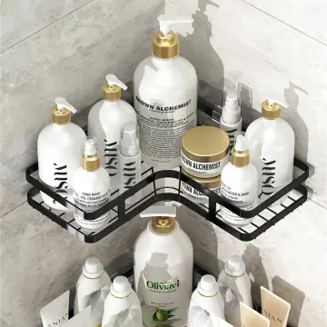 Gricol Shower Caddy Bathroom Corner Shelf with Hooks, Shampoo Holder Organizer, No Drilling Adhesive Basket Storage Wall Mounte