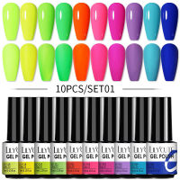 LILYCUTE 10สีเจลยาทาเล็บชุดกึ่งถาวรไฮบริดเจลเคลือบเงาแช่ปิด UV โคมไฟสำหรับทำเล็บมือเล็บเจลโปแลนด์ชุด