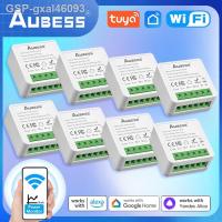 Gxal46093 Aubess Tuya 16A แอปสวิทช์ DIY 2ทาง SmartLife โมดูลจับเวลารองรับการควบคุมด้วยเสียงภายในบ้าน Alexa