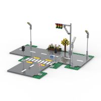 Compatible City Street View Building Bricks MOC Road Traffic Lights Sign Blocks Base Friends Bricks DIY Toys for Boys Girls Gift Building Sets