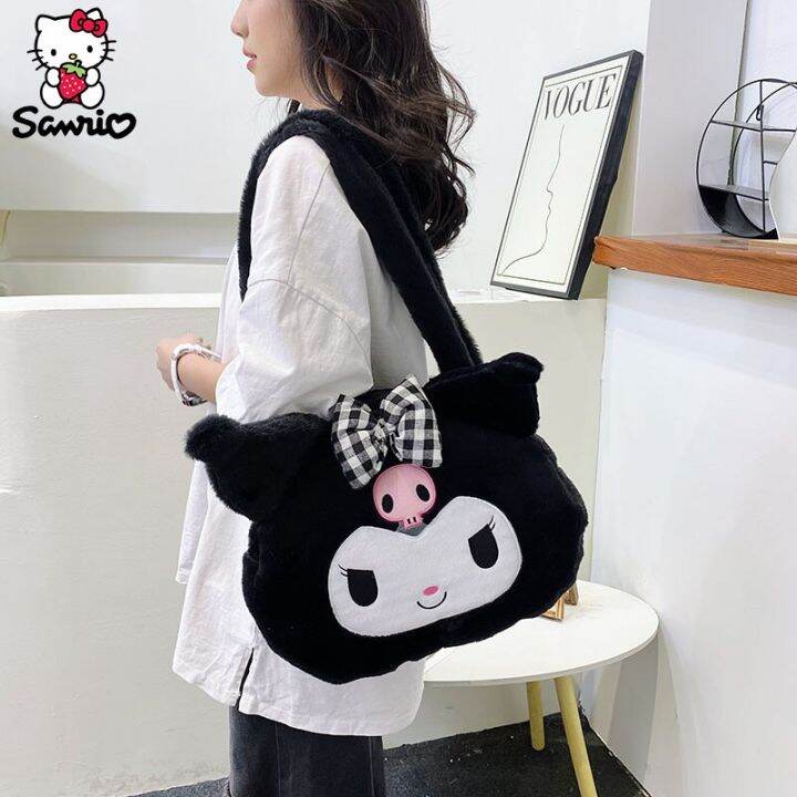 kawaii-sanrio-plush-bag-kuromi-backpack-cinnamoroll-shoulder-bag-tote-makeup-cartoon-my-melody-plushie-large-handbag-gift-girls