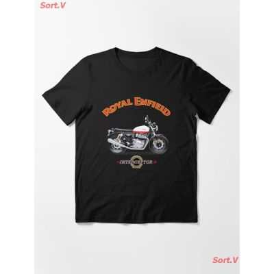 รถจักรยานยนต์ The Royal Enfield Interceptor Essential T-Shirt เสื้อยืดพิมพ์ลาย เสื้อยืดคู่รักS-5XL