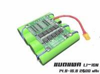 แบตเตอรี่แพคสLi-ion18650+BMS 4S 14.8-16.8V ความจุ2600-5200 mAh เต็มสเปค