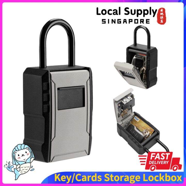 Key Lock Box with Key Hook/Wall Mounted 4 Digit Combination Padlock