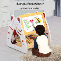 โต๊ะอ่านหนังสือสำหรับเด็ก 3 in 1 มีที่วางหนังสือ และถาดใส่ของ ลายแมว