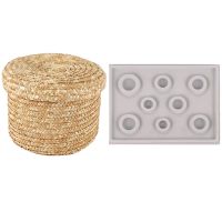 Flocked Beading Bead Board Bracelet Design Tray Gray &amp; Wheat Straw Woven Storage Basket Storage Basket(Medium )