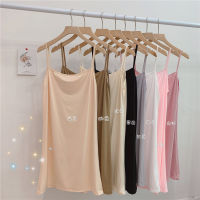 Womens Singlet Dress Cotton Strape Off-Shoulder Dress Girl Thin Sleeveless Above Knee 8 Solid Color Extendable Dress