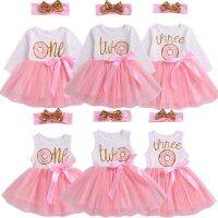 【YF】 Citgeett 1st/2nd/3rd Birthday Baby Girls Donut Polka Dot Tulle Tutu Princess Party Dress 2pcs