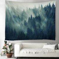 【CW】◕  foggy forest tree printing tapestry is soft and easy to care for wall hanging cloth