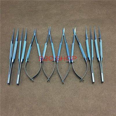 12.5CM Titanium Dental Tweezers Instruments Scissors 10.5CM Micro Forceps Tweezers Tools