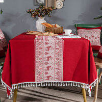 Christmas Tablecloths On The Table Household Products Picnic Blanket Tassel Table Cloths New Year Kitchen Decor Accessories Mat