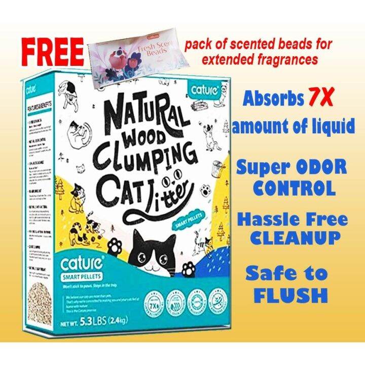 CATURE Natural Wood Clumping CAT LITTER (SMART PELLETS) 6L Lazada PH